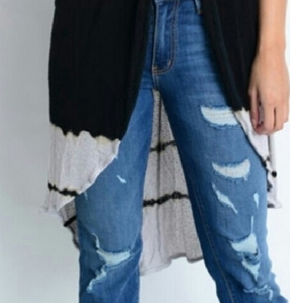 Boho Black & White Tie Die Duster/Cardigan - Picture 4 of 4